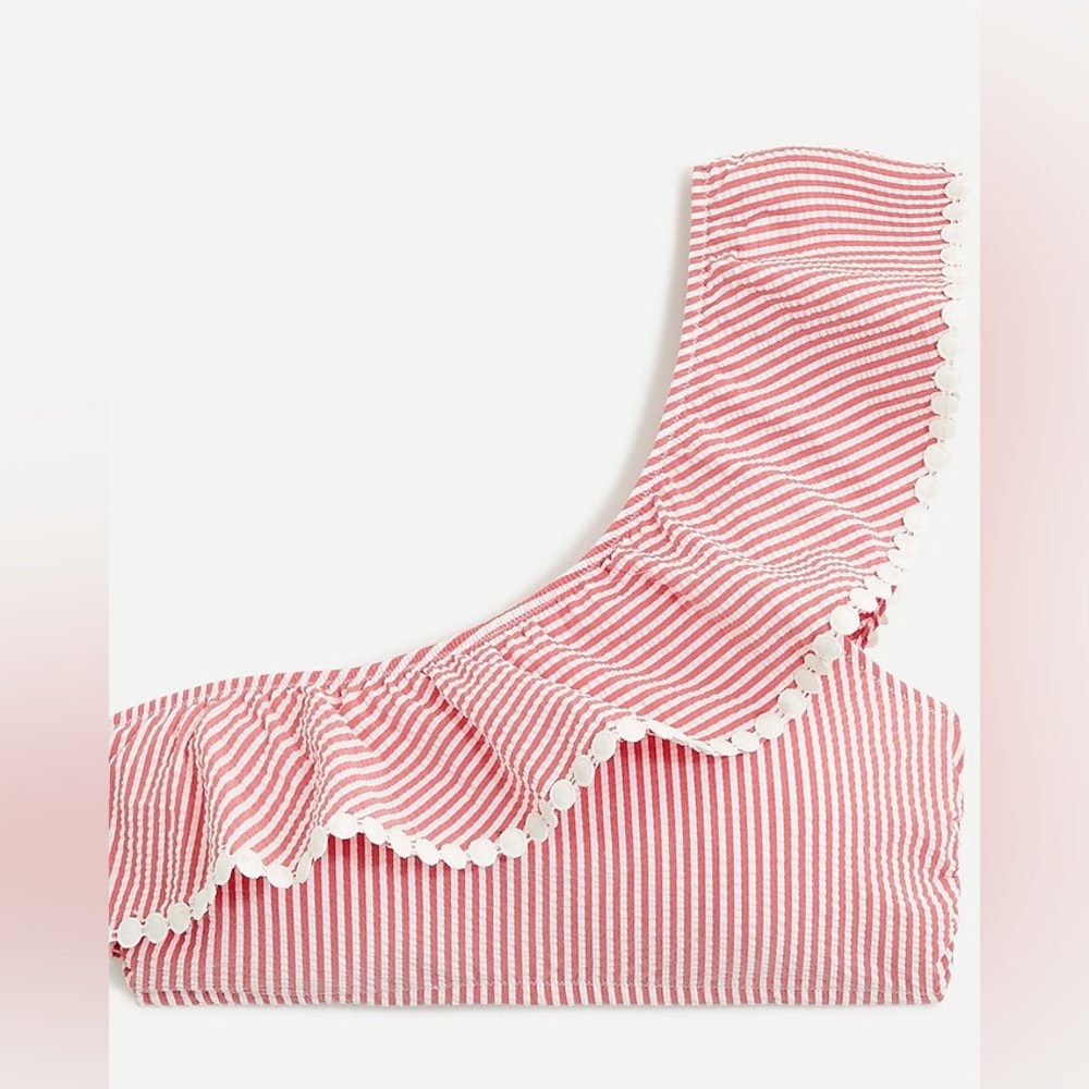 J. Crew One-shoulder bikini top in seersucker